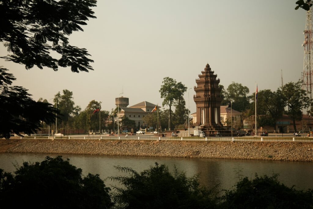 Battambang Independence Monument beside the Sangkae River