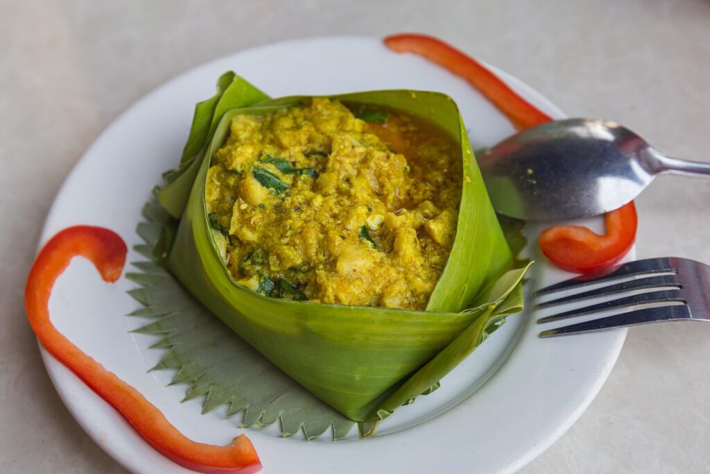 Fish amok served in Phnom Penh