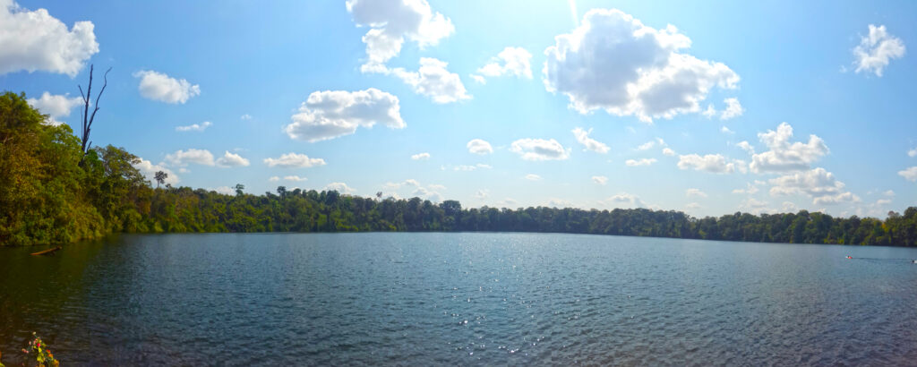 Panoramic view of Yeak Laom Lake in Ratanakiri Province