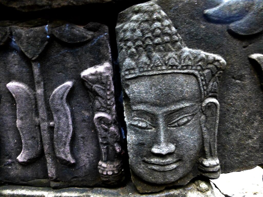 A carved face at Banteay Chhmar