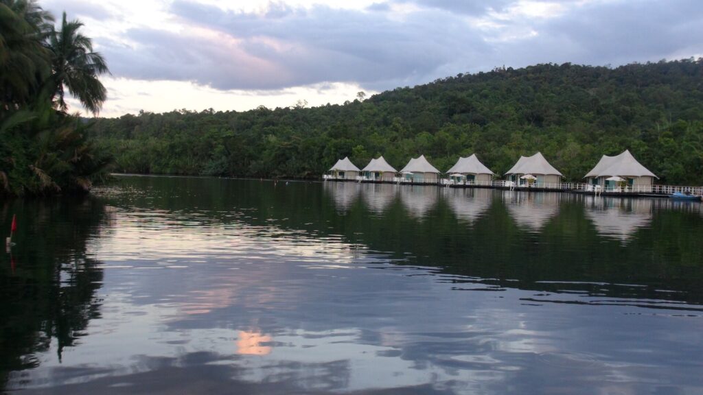 Floating bungalows on the Tatai River, Koh Kong